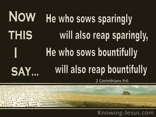 2 Corinthians 9:6 He Who Sows Sparingly Will Reap Sparingly (brown)
